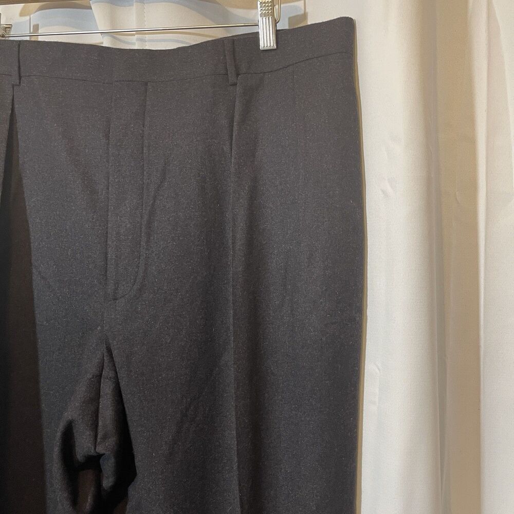 Polo Ralph Lauren Regent Pants Sz 37 Wool Cashmere Flannel Flat Front Gray Italy